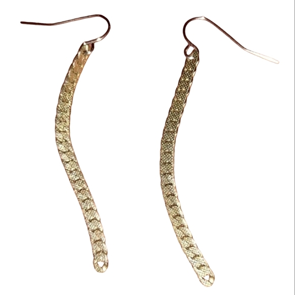 Handmade Silver Flat Link Chain Dangle Earrings Vintage Chain Upcycled KATTA - Picture 1 of 9